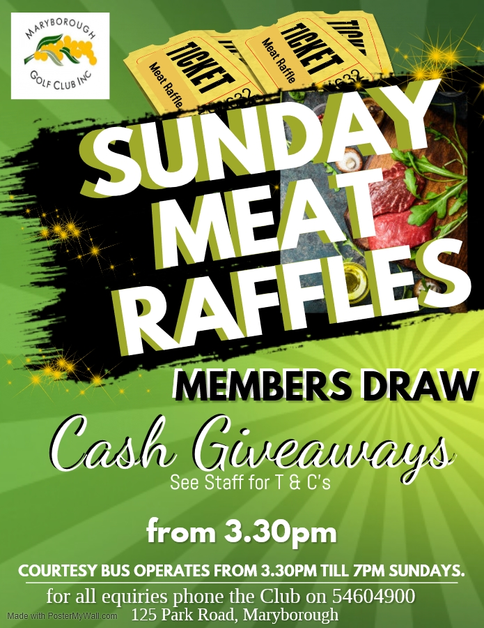 sundaymeatraffles2020 Maryborough Golf Club Lawn Bowls & Bistro